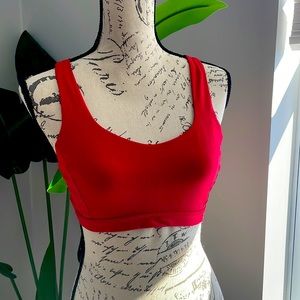 Red sports bra Lululemon
